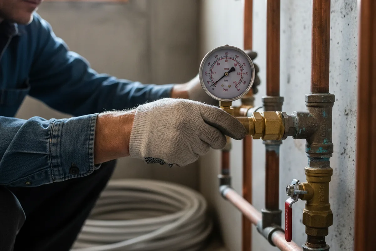 Pressure testing a repaired line during Water Line Repair in Randleman